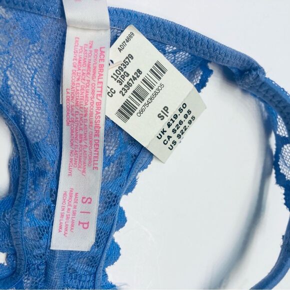 Victoria's Secret Pink Lace Bralette Bra Racerback Unlined Size‎ Small Blue NEW - Picture 10 of 10